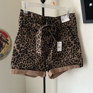 NWT. Express. Leopard. Shortie. Shorts. High Rise. Size 6.